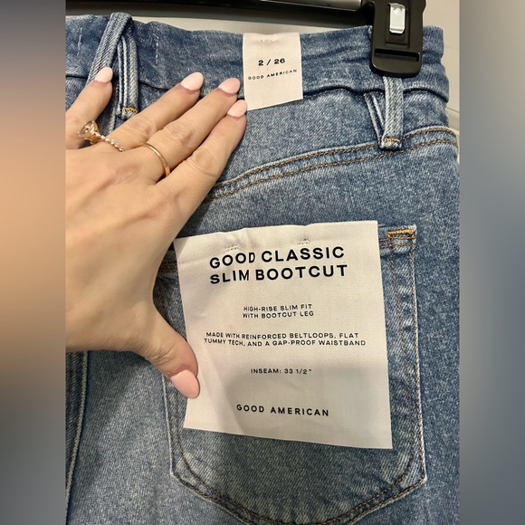 Good American Good Classic Bootcut Jeans - Style GCLBDV220T -Size 2/26 NWT - Picture 4 of 6